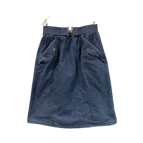 Dresses & Skirts - Vintage A line Denim Midi skirt size M/L elasticized waist
